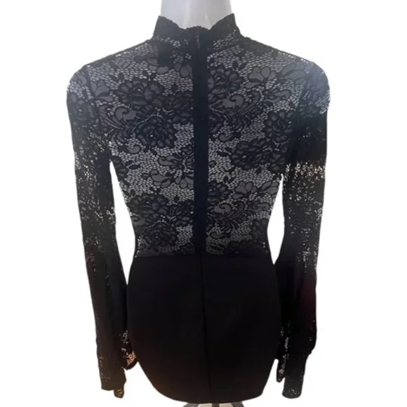 WINDSOR Long Sleeve Lace Mini Dress - Picture 6 of 9